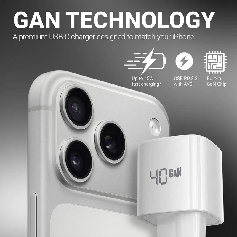 Crong NEO GaN įkroviklis – USB-C 40W PD įkroviklis su AVS (baltas)