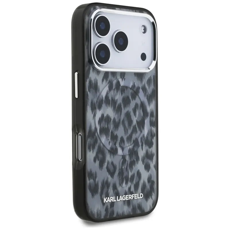 Karl Lagerfeld IML Leopard Pattern MagSafe – dėklas iPhone 17 Pro (juodas)