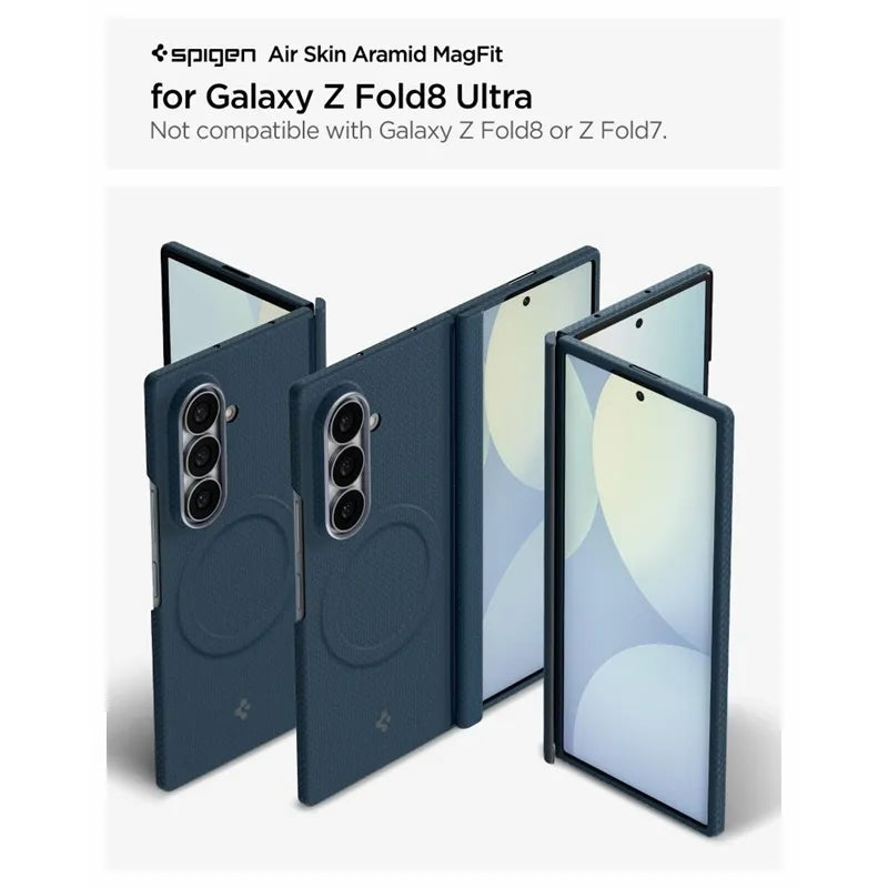 Spigen AirSkin Aramid MagSafe – dėklas Samsung Galaxy Z Fold 8 Ultra (tamsiai mėlynas)