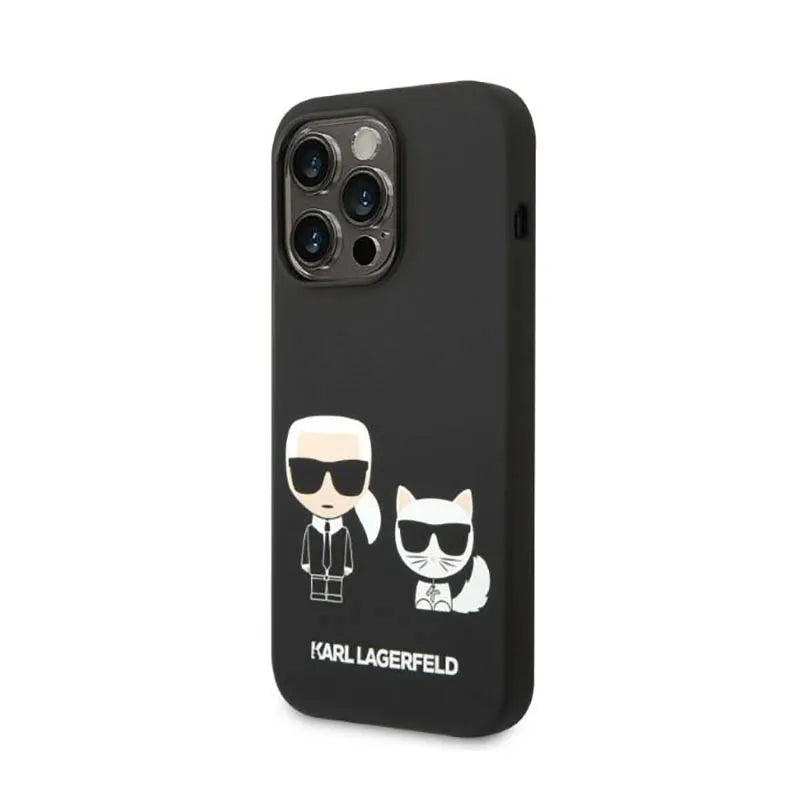 Karl Lagerfeld Liquid Silicone Karl & Choupette MagSafe – dėklas iPhone 14 Pro (juodas)