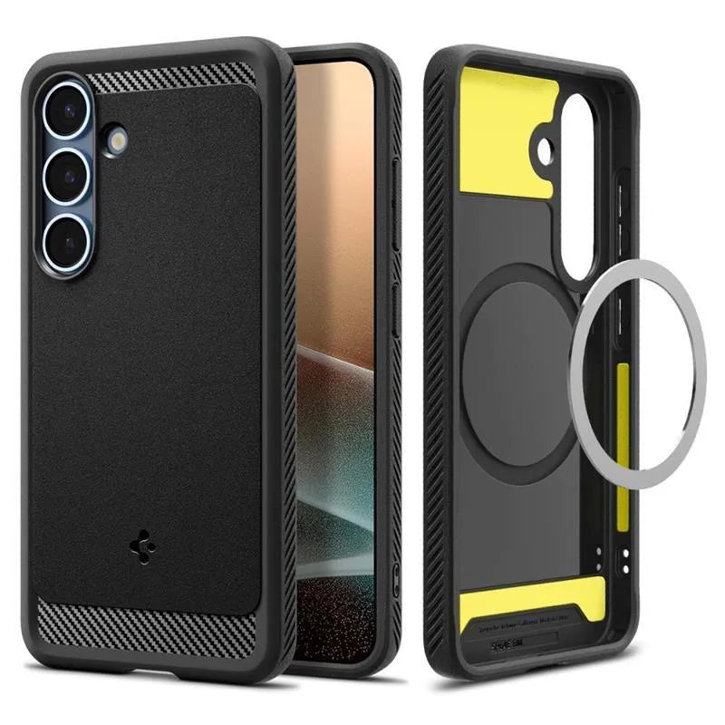 Spigen Rugged Armor Mag MagSafe – dėklas Samsung Galaxy S25 (matinis juodas)