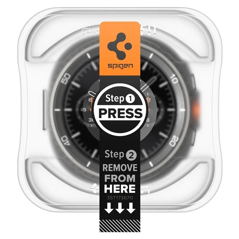 Spigen GLAS.TR EZ FIT 2-Pack – grūdintas stiklas, skirtas Samsung Galaxy Watch 8 Classic 46 mm (2 vnt.)