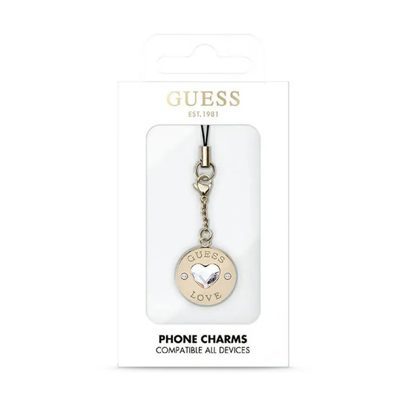 Guess Phone Strap Heart Diamond Charm su cirkonio akmenimis - telefono pakabukas