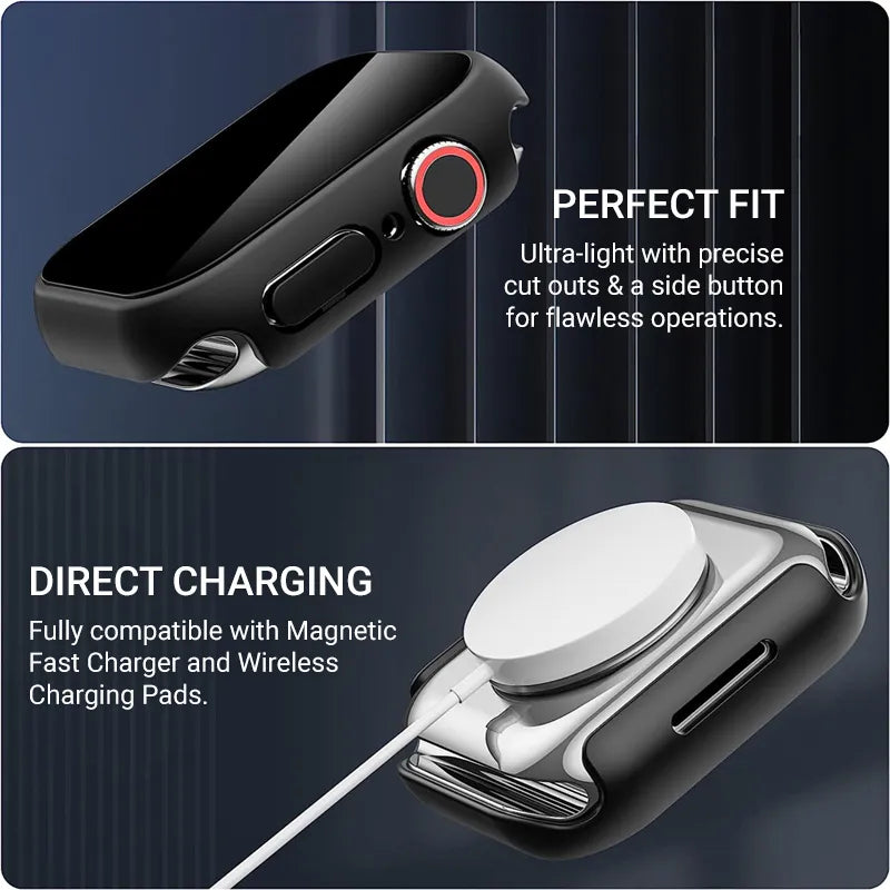 „Crong“ hibridinis laikrodžio dėklas – dėklas su stiklu, skirtas „Apple Watch 44 mm“ (skaidrus)
