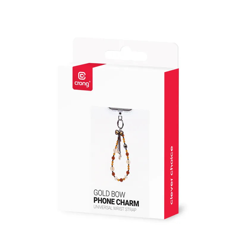 Crong Phone Charm – telefono pakabukas su dirželiu (Gold Bow)