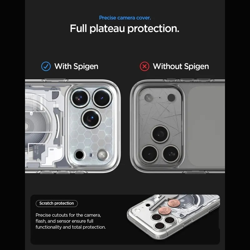 Spigen Ultra Hybrid Mag MagSafe – dėklas, skirtas iPhone 18 Pro / 17 Pro (Zero One White)