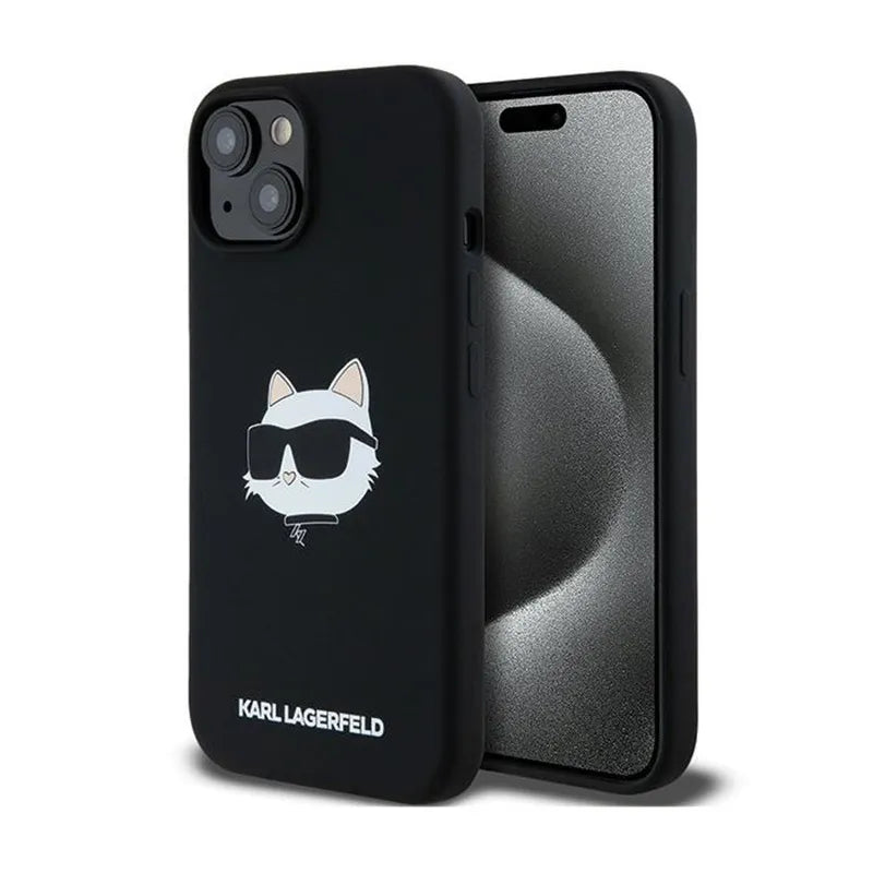 Karl Lagerfeld Silicone Choupette Head MagSafe – dėklas iPhone 15 Plus / 14 Plus (juodas)