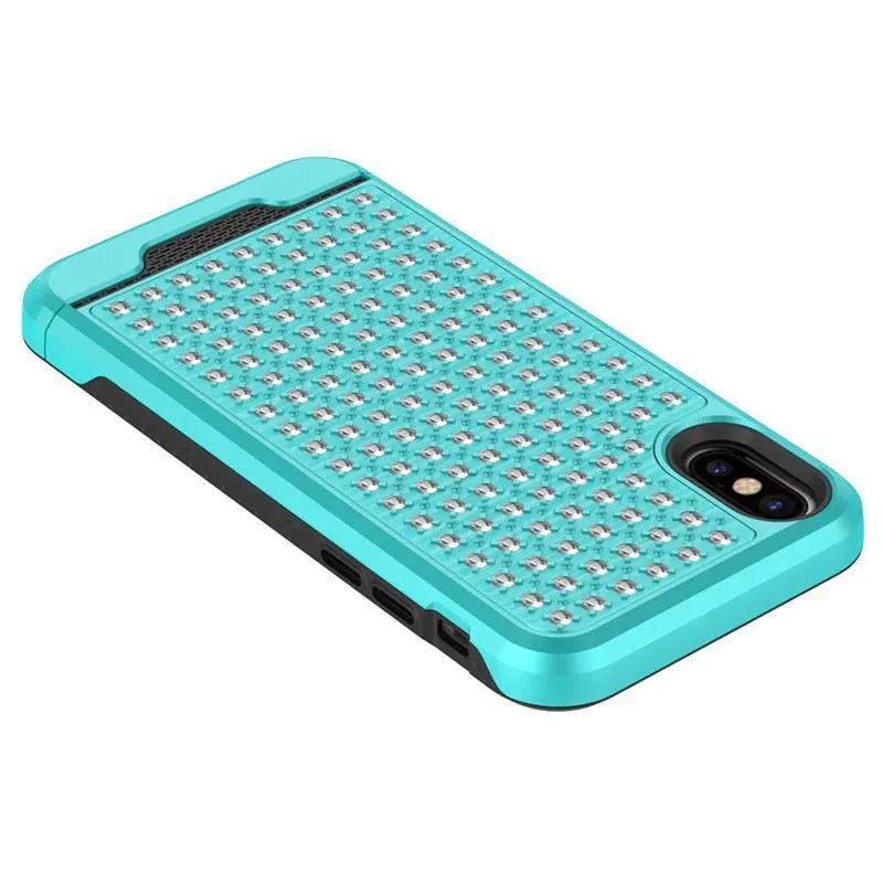 Zizo Star Diamond hibridinis dėklas, skirtas iPhone X (žalsvai mėlynas/juodas)