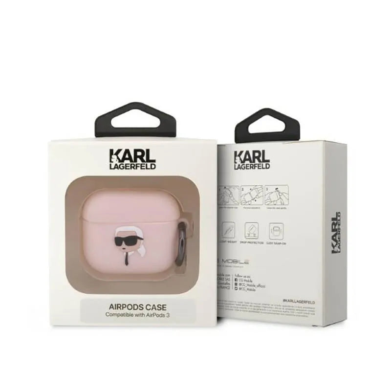 Karl Lagerfeld Silicone NFT Karl Head 3D – AirPods 3 dėklas (rožinis)