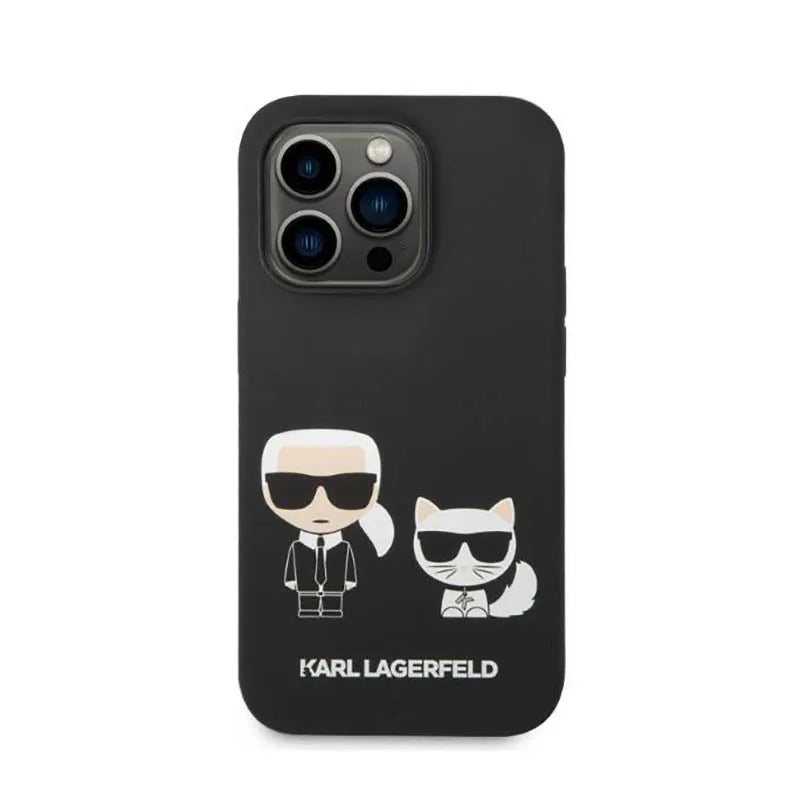 Karl Lagerfeld Liquid Silicone Karl & Choupette MagSafe – dėklas iPhone 14 Pro (juodas)