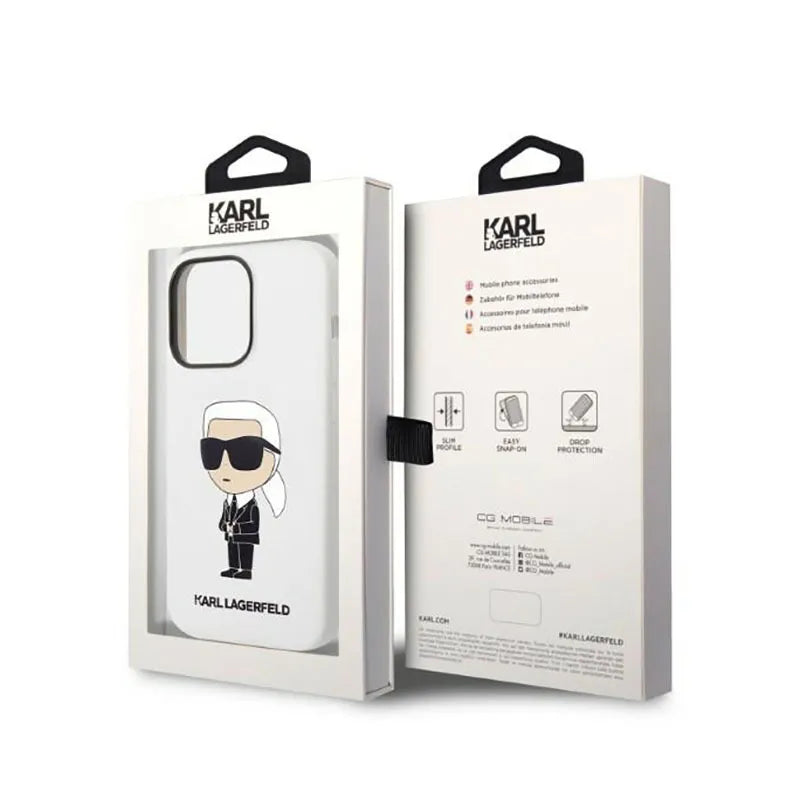 Karl Lagerfeld Silicone NFT Ikonik – dėklas iPhone 14 Pro Max (baltas)