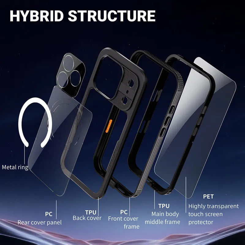 Crong Seal Cover – IP68 vandeniui atsparus dėklas, skirtas iPhone 16 Pro (juodas)