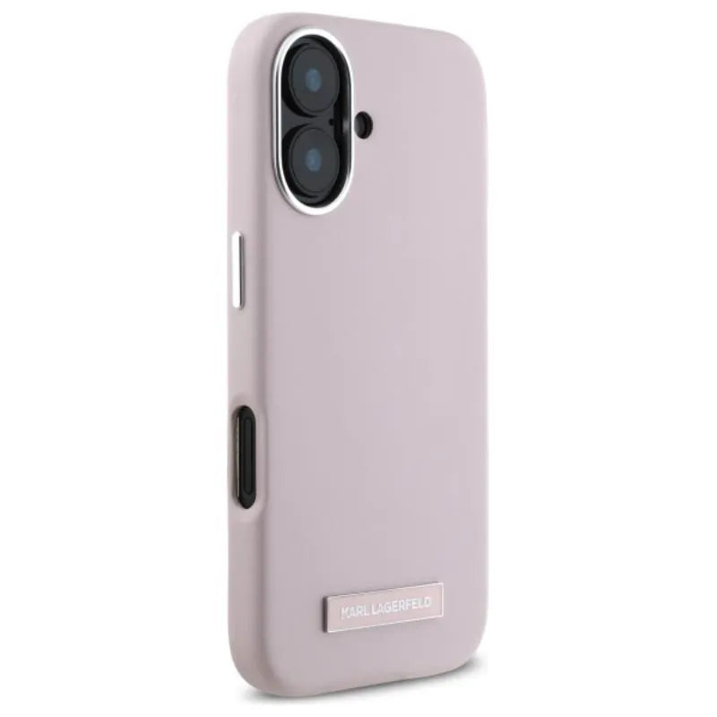 Karl Lagerfeld FW Metal Plate MagSafe – Dėklas iPhone 16 (rožinis)
