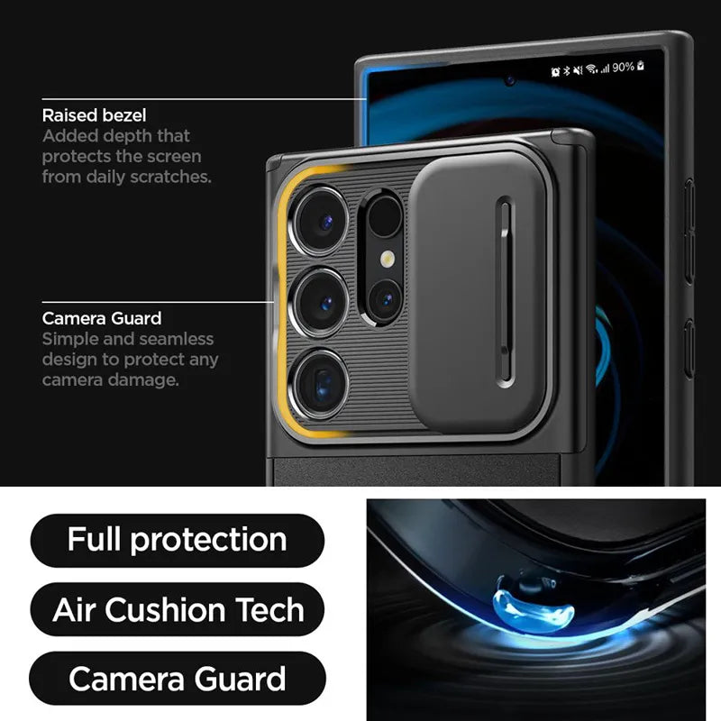 Spigen Optik Armor - Dėklas Samsung Galaxy S24 Ultra telefonui (Juodas)