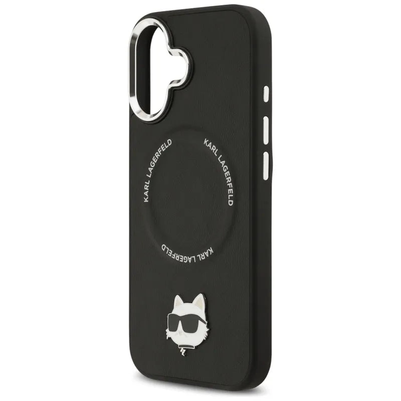 Karl Lagerfeld Choupette Pin MagSafe – dėklas iPhone 17 (juodas)