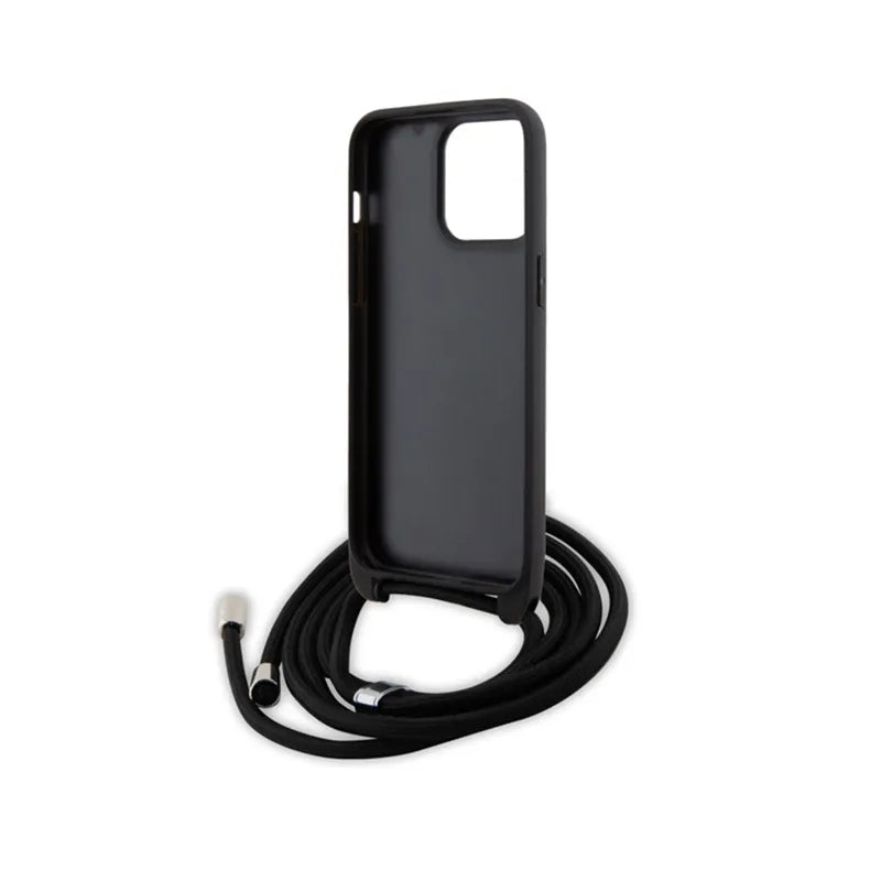Karl Lagerfeld Crossbody Saffiano Metal Pin Karl & Choupette – dėklas iPhone 15 Pro Max (juodas)