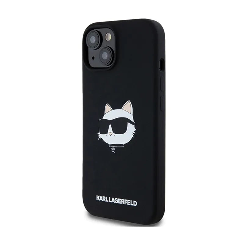 Karl Lagerfeld Silicone Choupette Head MagSafe – dėklas iPhone 15 Plus / 14 Plus (juodas)