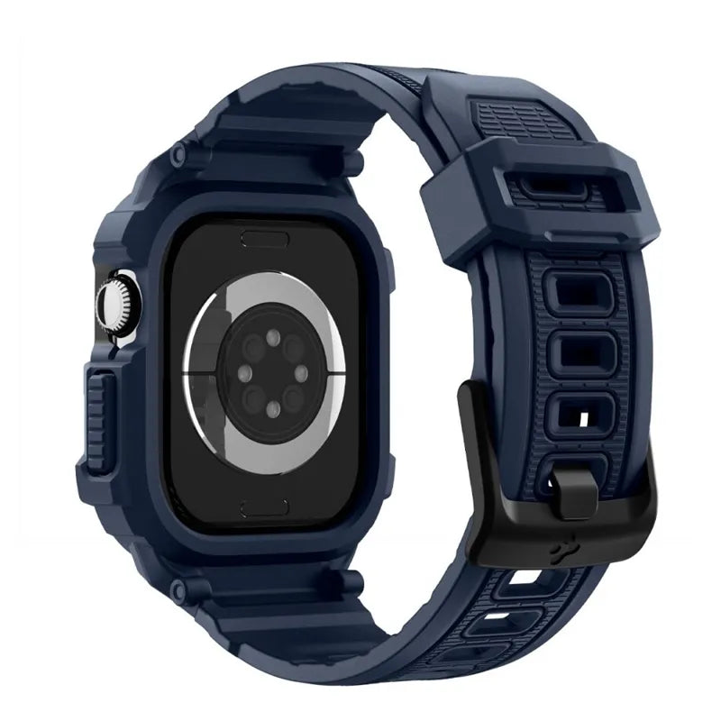 Spigen Rugged Armor Pro V2 – Apyrankė su dėklu, skirta Apple Watch 10/11 42mm (tamsiai mėlyna)