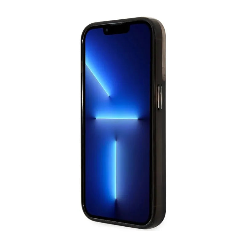 Guess Liquid Glitter Transculent 4G – dėklas iPhone 14 Pro (juodas)