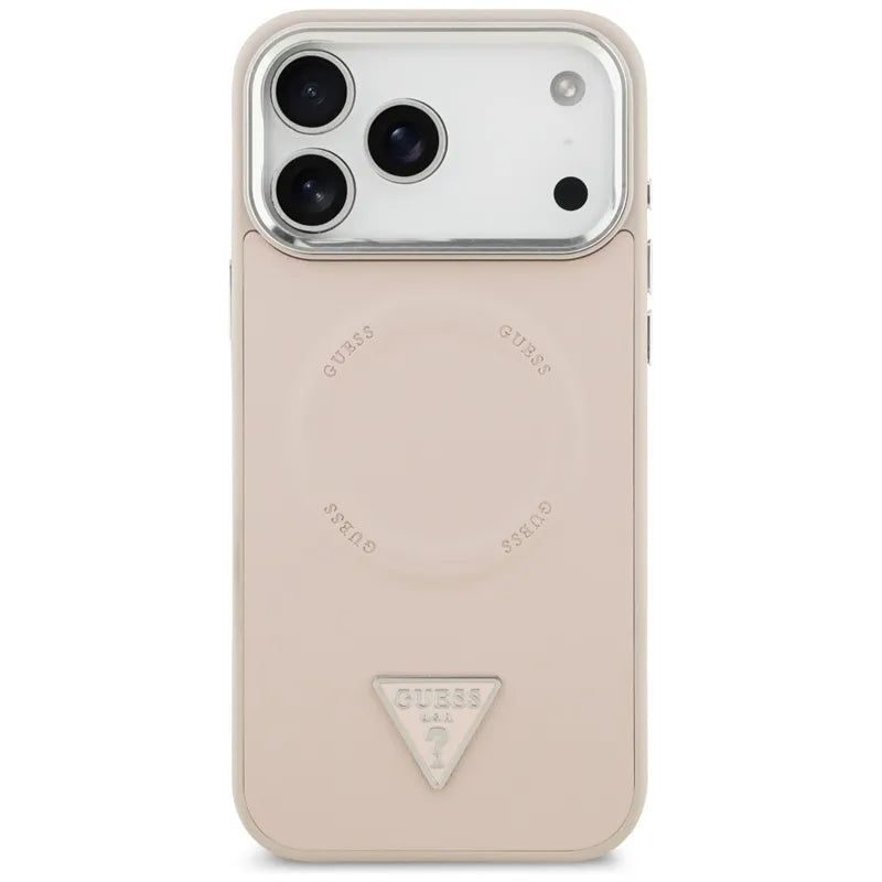 Guess Triangle Logo MagSafe – dėklas iPhone 17 Pro (rožinis)