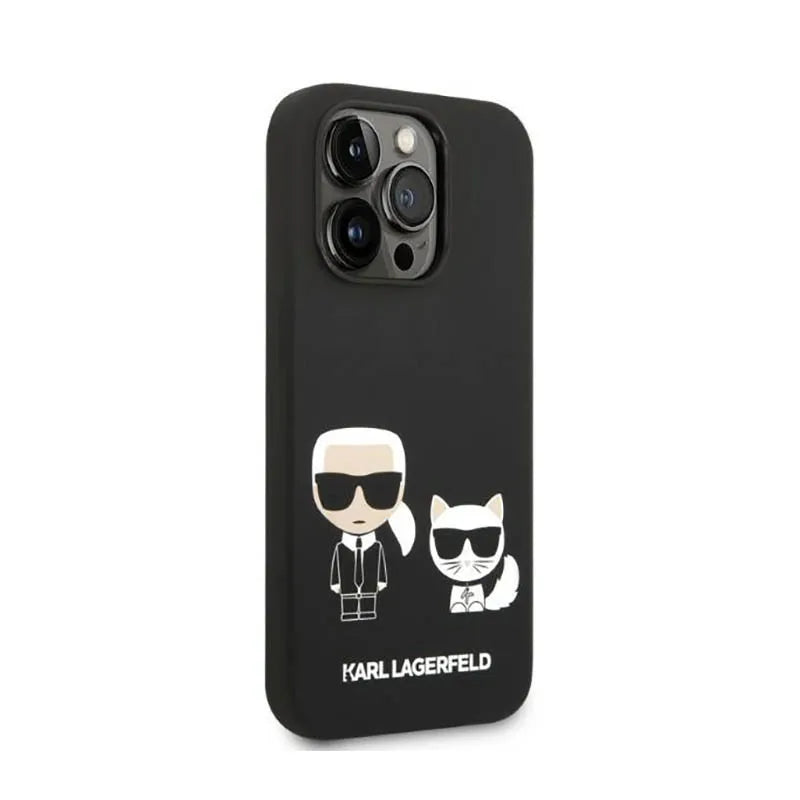 Karl Lagerfeld Liquid Silicone Karl & Choupette MagSafe – dėklas iPhone 14 Pro (juodas)