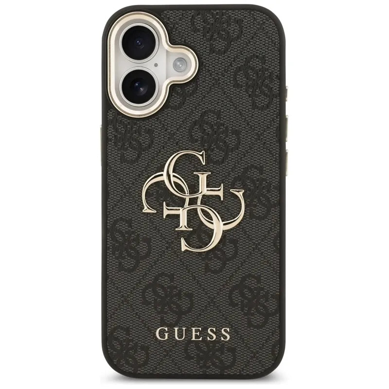 Guess 4G Big 4G Classic Logo – dėklas iPhone 17 (juodas / auksinis)