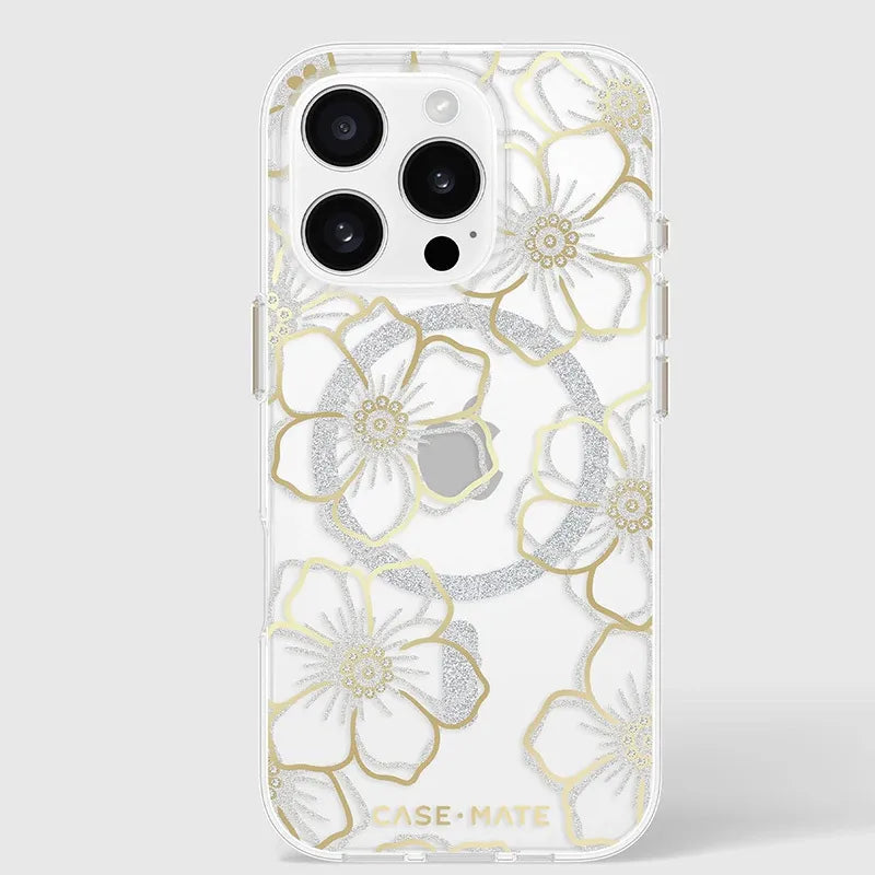 Case-Mate Floral Gems MagSafe – dėklas iPhone 16 Pro (auksinis)