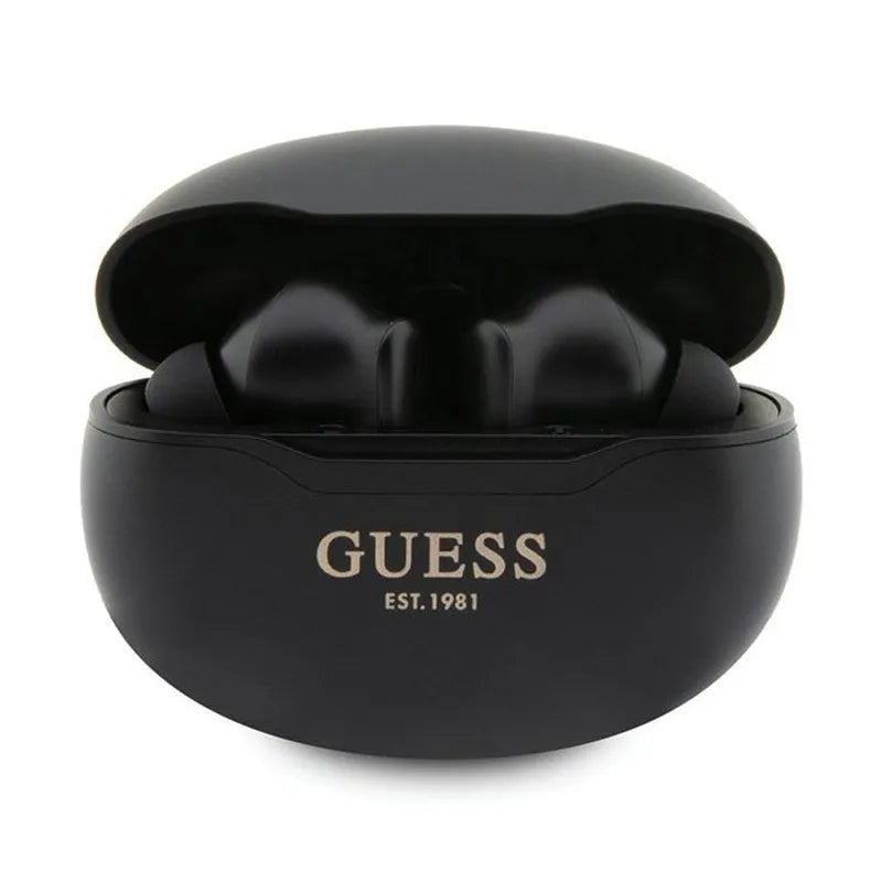„Guess True Wireless Classic EST BT5.3“ – TWS ausinės + įkrovimo dėklas (juodos)