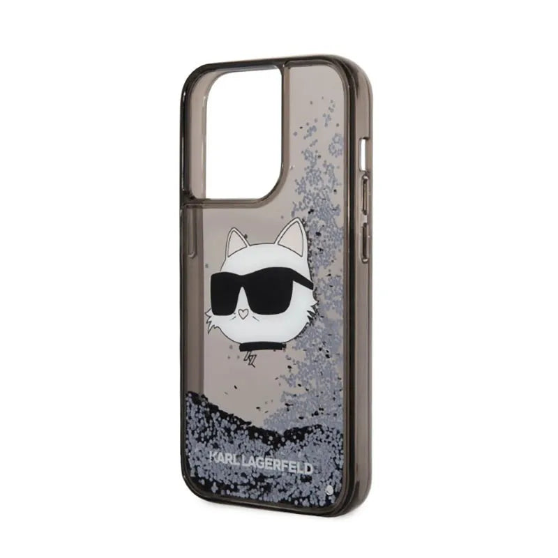 Karl Lagerfeld Liquid Glitter NFT Choupette Head – dėklas iPhone 14 Pro Max (juodas)