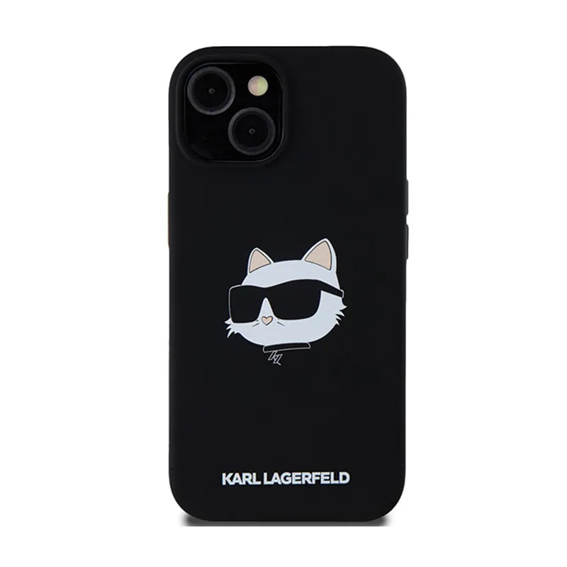 Karl Lagerfeld Silicone Choupette Head MagSafe – dėklas iPhone 15 Plus / 14 Plus (juodas)