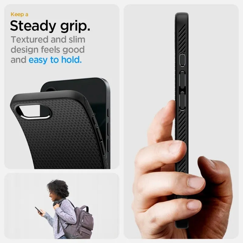 Spigen Liquid Air – dėklas iPhone 17e / 16e (Matte Black)