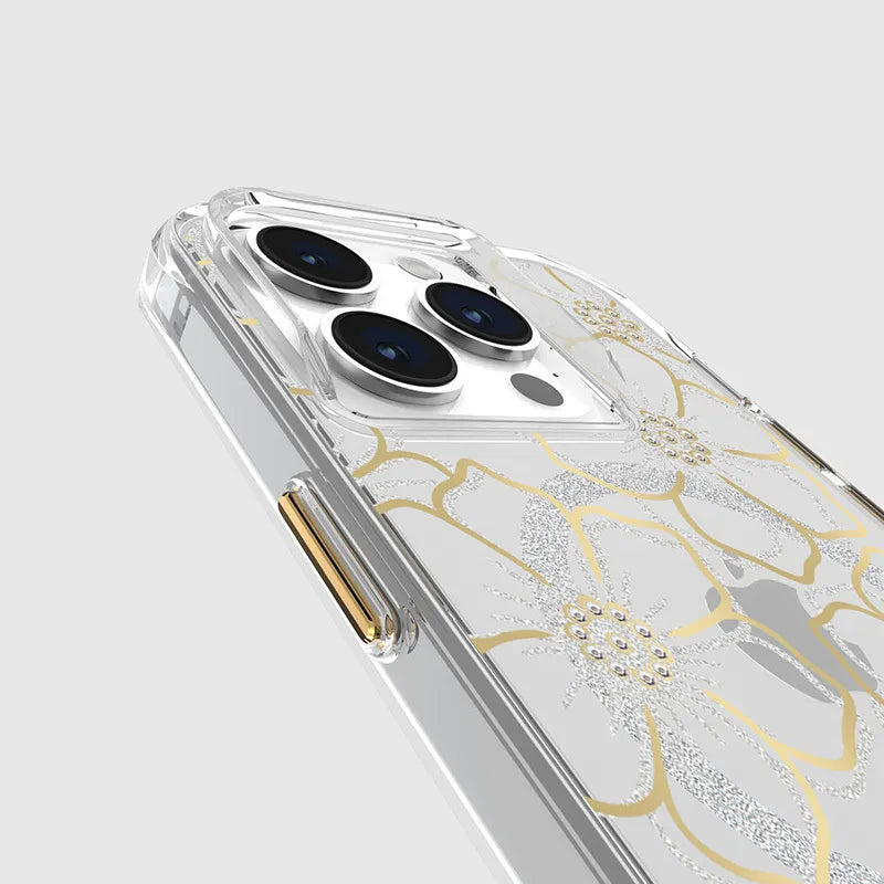 Case-Mate Floral Gems MagSafe – dėklas „iPhone 15 Pro“ (auksinis)