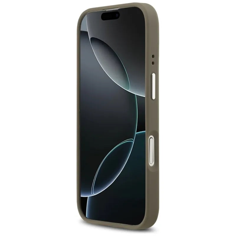 Guess Grained Big 4G Classic Logo – Dėklas iPhone 17 (ruda)