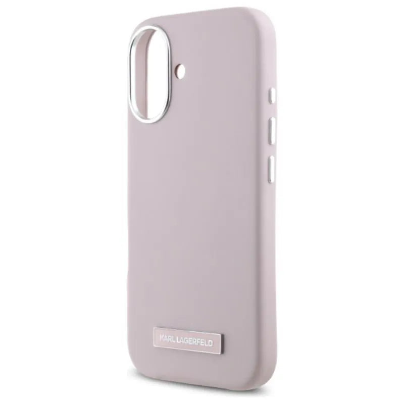 Karl Lagerfeld FW Metal Plate MagSafe – Dėklas iPhone 16 (rožinis)