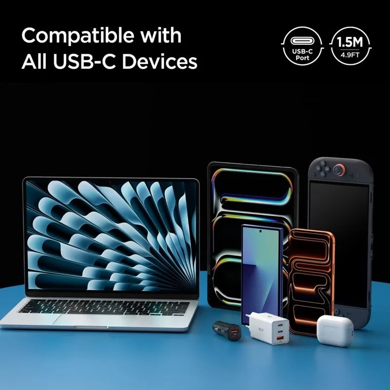 Spigen EB24015CC Essential – USB-C į USB-C PD kabelis 240 W 1,5 m (juodas)