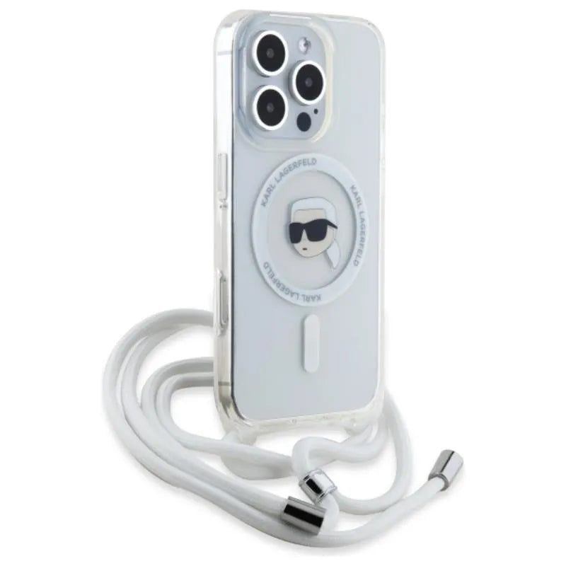 Karl Lagerfeld Crossbody IML Karl Head MagSafe - dėklas iPhone 16 Pro (skaidrus)