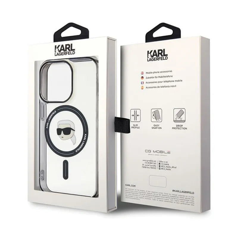 Karl Lagerfeld IML Karl Head MagSafe – dėklas iPhone 15 Pro Max (skaidrus)