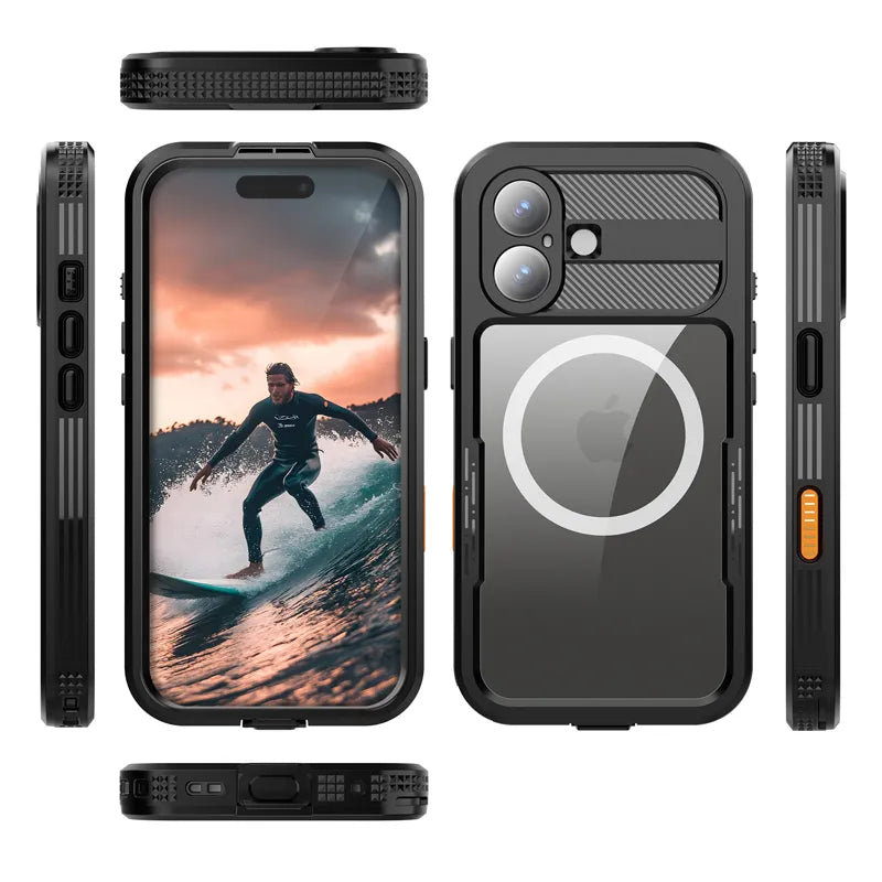 Crong Seal Cover - IP68 vandeniui atsparus dėklas, skirtas iPhone 17 (juodas)