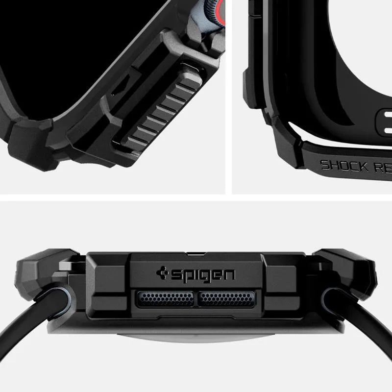 Spigen Rugged Armor – dėklas Apple Watch 10 42 mm (matinė juoda)