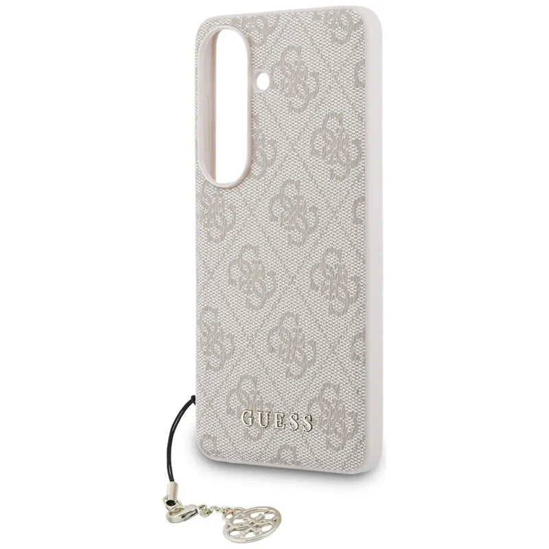 Guess 4G Classic Logo Charm MagSafe – dėklas Samsung Galaxy S26 telefonui (rožinis)