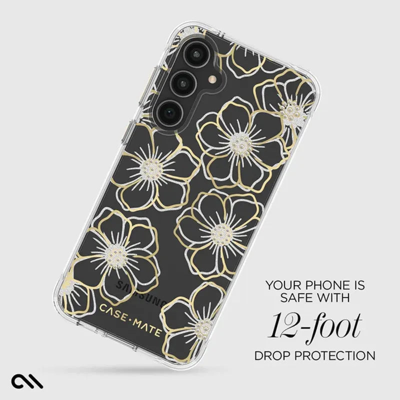 Case-Mate Floral Gems – dėklas Samsung Galaxy S23 FE 5G (auksinis)