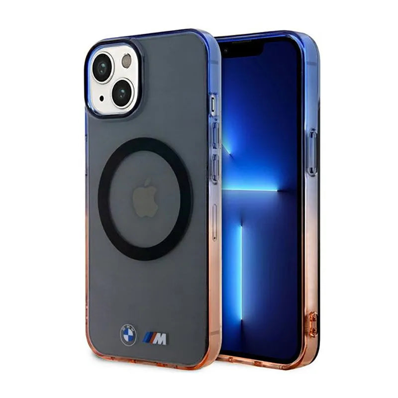 BMW Gradient Bumper MagSafe – dėklas „iPhone 14“ (pilkas)
