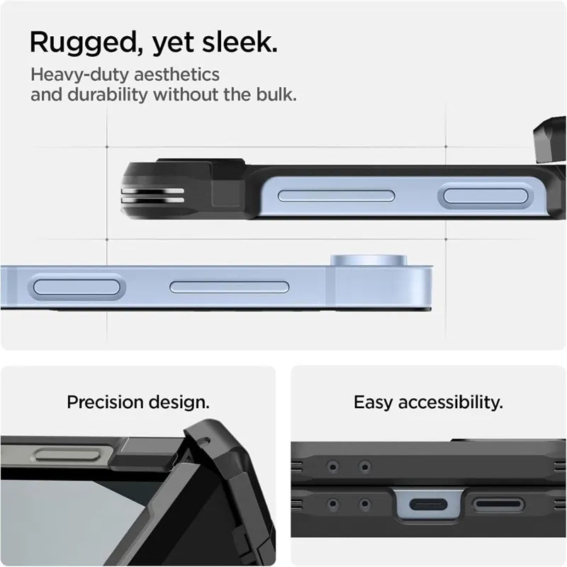 Spigen Tough Armor Pro Mag MagSafe – dėklas Samsung Galaxy Z Flip 6 / 7 FE (juodas)