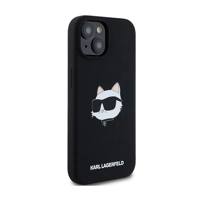 Karl Lagerfeld Silicone Choupette Head MagSafe – dėklas iPhone 15 Plus / 14 Plus (juodas)