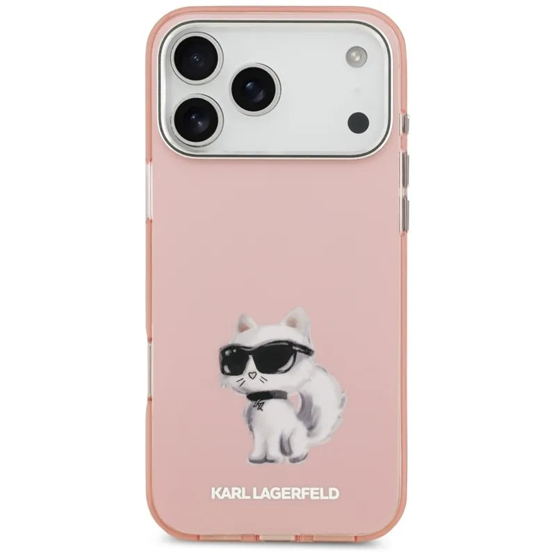 Karl Lagerfeld IML Aquarelle Choupette & Logo MagSafe – dėklas, skirtas iPhone 17 Pro (rožinis)