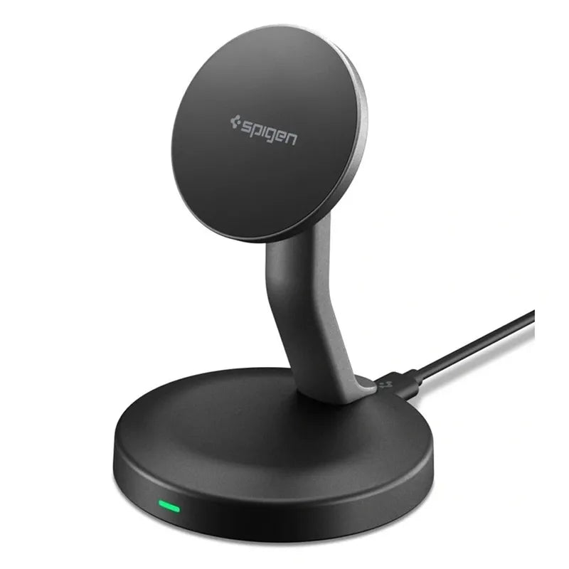 Spigen EF151MS Essential – „MagSafe“ 15 W belaidis įkroviklis (juodas)