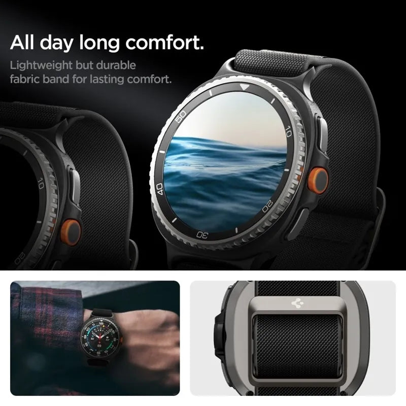 Spigen Fit Lite – dirželis Samsung Galaxy Watch 8 / 8 Classic 40 / 44 / 46 mm (juodas)
