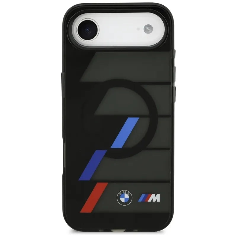 BMW M IML Metal Buttons Tricolor Lines MagSafe – dėklas iPhone Air (juodas)