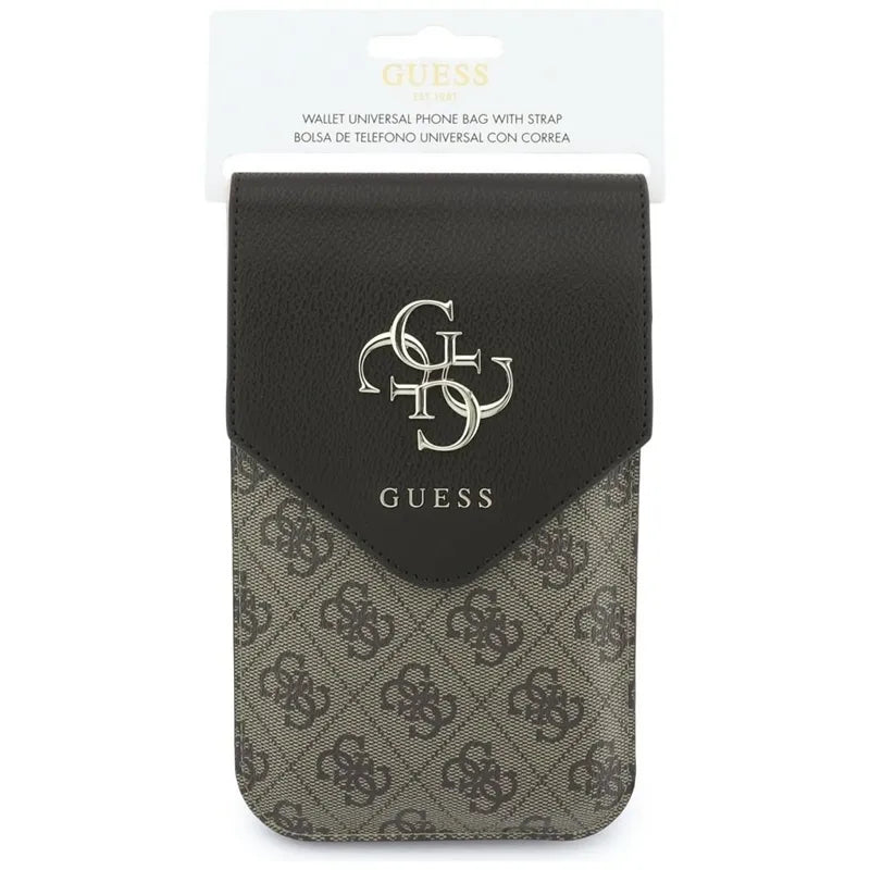 Guess Graines 4G & Classic Logos – telefono dėklas-rankinė (ruda)