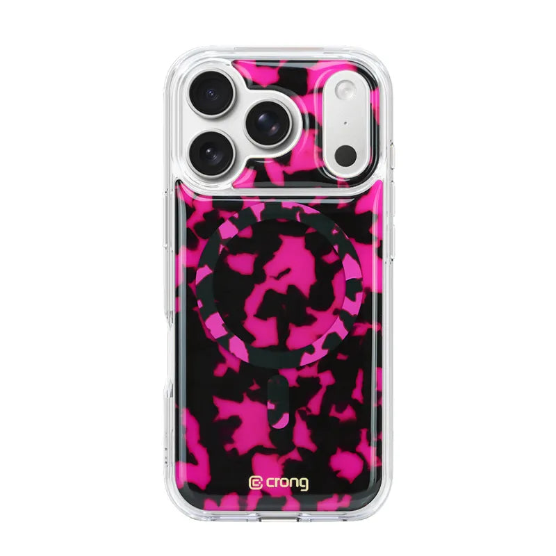 Crong Deluxe MAG Cover – MagSafe dėklas, skirtas iPhone 17 Pro Max (Pink Tortoise)